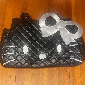 Hello Kitty Black Quilted Pocketbook with Silver Bow